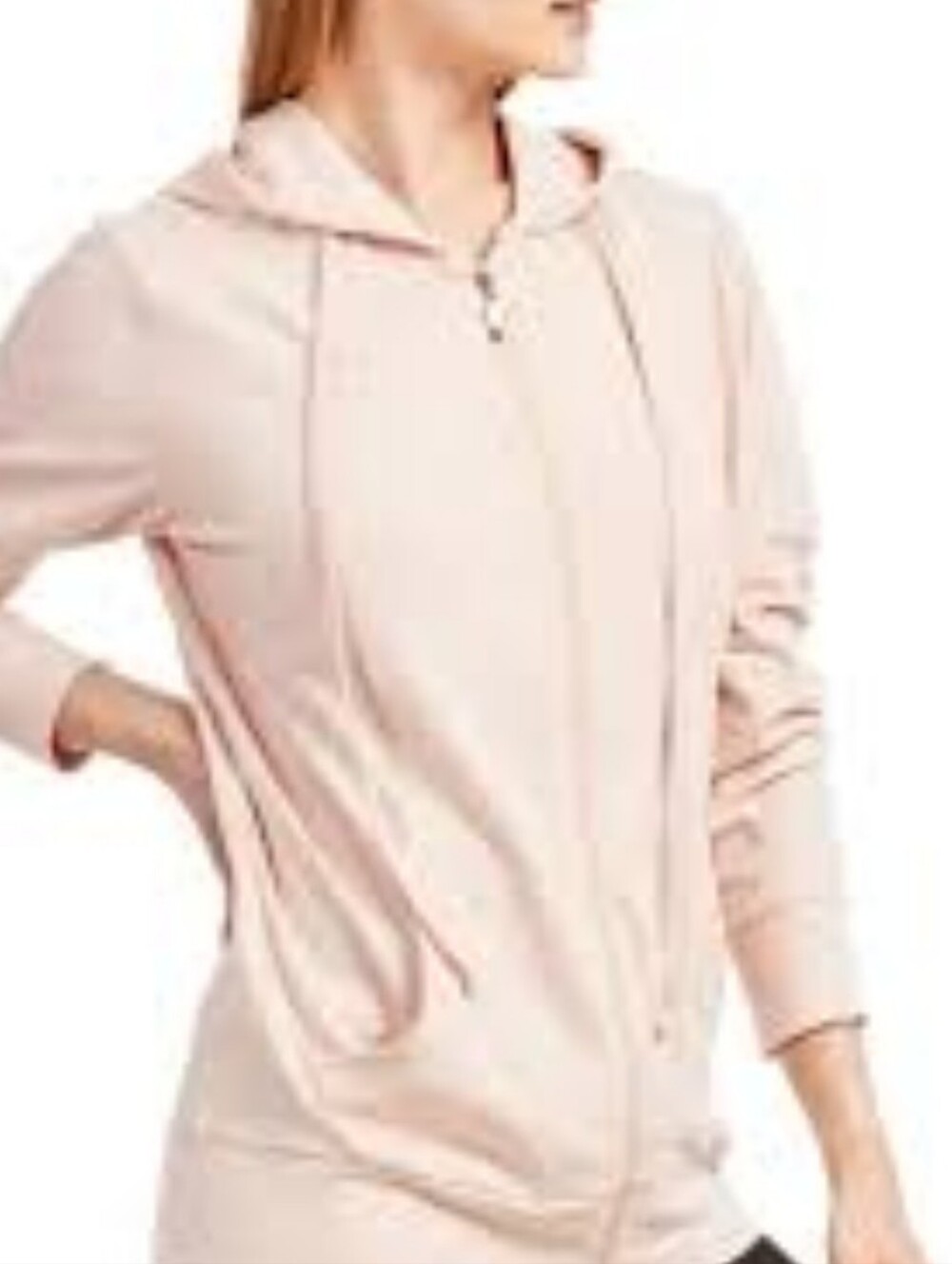 Xersion Light Pink Lounge Zip Hoodie with Kangaroo Pocket